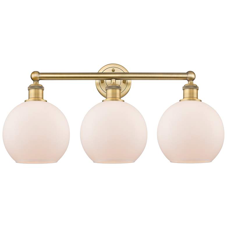Image 1 Athens 26"W 3 Light Brushed Brass Bath Vanity Light With Matte White S