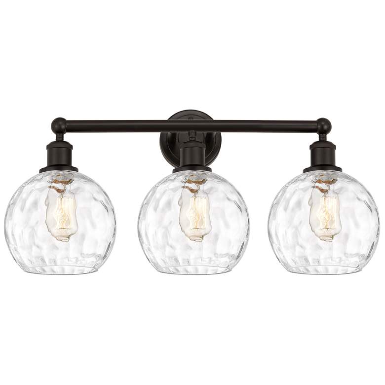 Image 1 Athens 26"W 3 Light Oil Rubbed Bronze Bath Light w/ Water Glass Shade