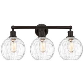 Athens 26"W 3 Light Oil Rubbed Bronze Bath Light w/ Water Glass Shade Athens 26"W 3 Light Oil Rubbed Bronze Bath Light w/ Water Glass Shade
