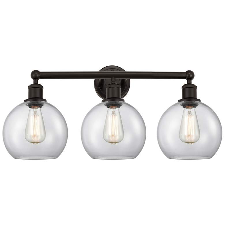 Image 1 Athens 26 inchW 3 Light Oil Rubbed Bronze Bath Vanity Light With Clear Sha