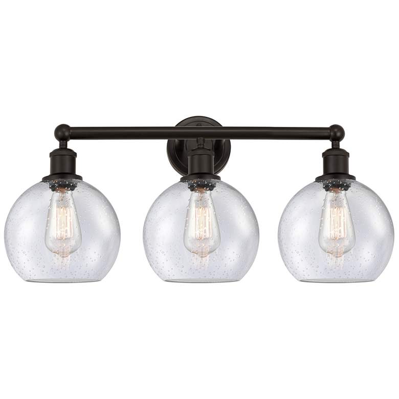 Image 1 Athens 26"W 3 Light Oil Rubbed Bronze Bath Vanity Light With Seedy Sha