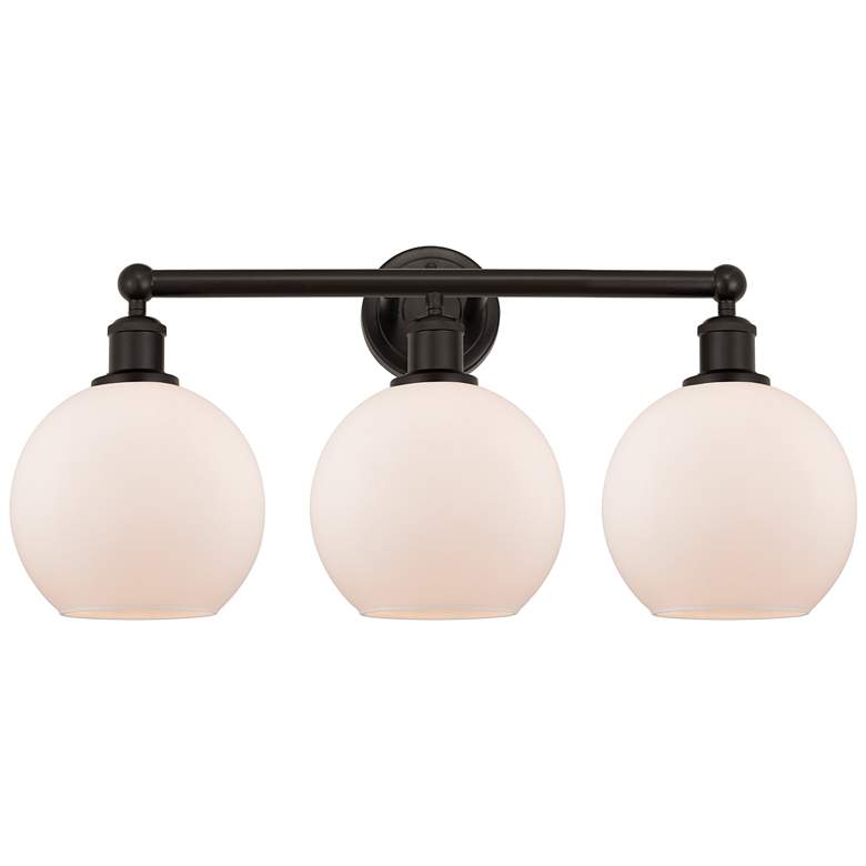 Image 1 Athens 26"W 3 Light Oil Rubbed Bronze Bath Vanity Light With White Sha