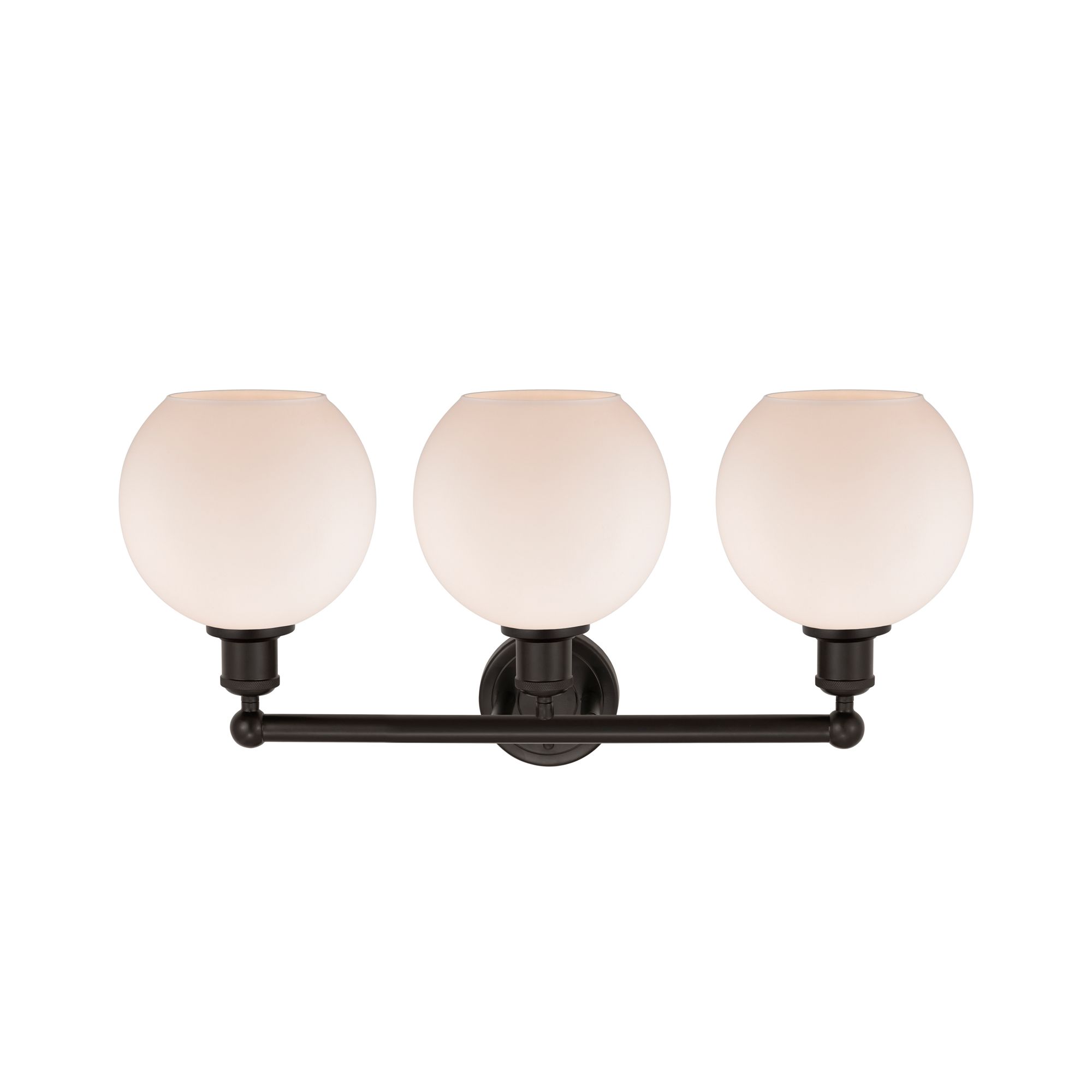 Image 2 Athens 26"W 3 Light Oil Rubbed Bronze Bath Vanity Light With White Sha more views