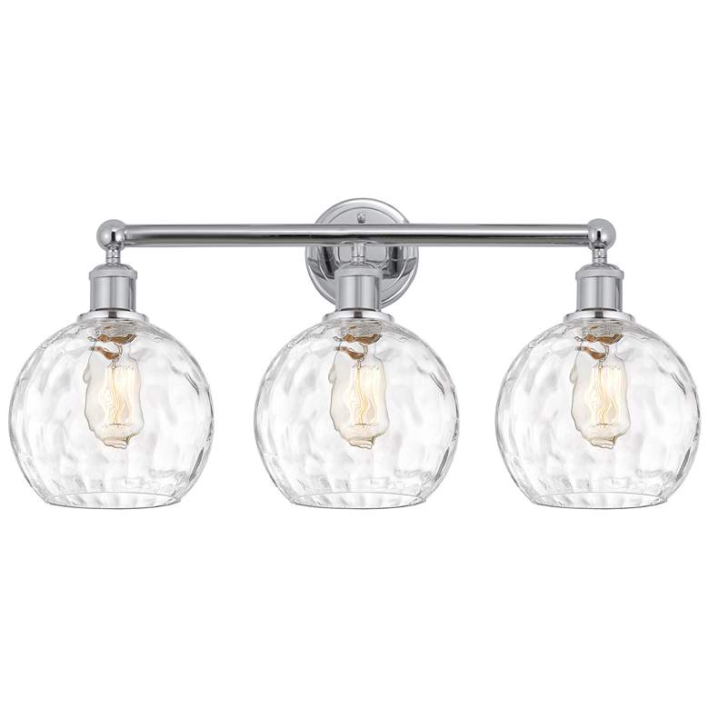 Image 1 Athens 26"W 3 Light Polished Chrome Bath Vanity Light w/ Water Glass S