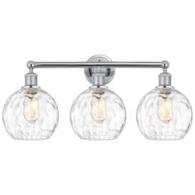Athens 26"W 3 Light Polished Chrome Bath Vanity Light w/ Water Glass S Athens 26"W 3 Light Polished Chrome Bath Vanity Light w/ Water Glass S