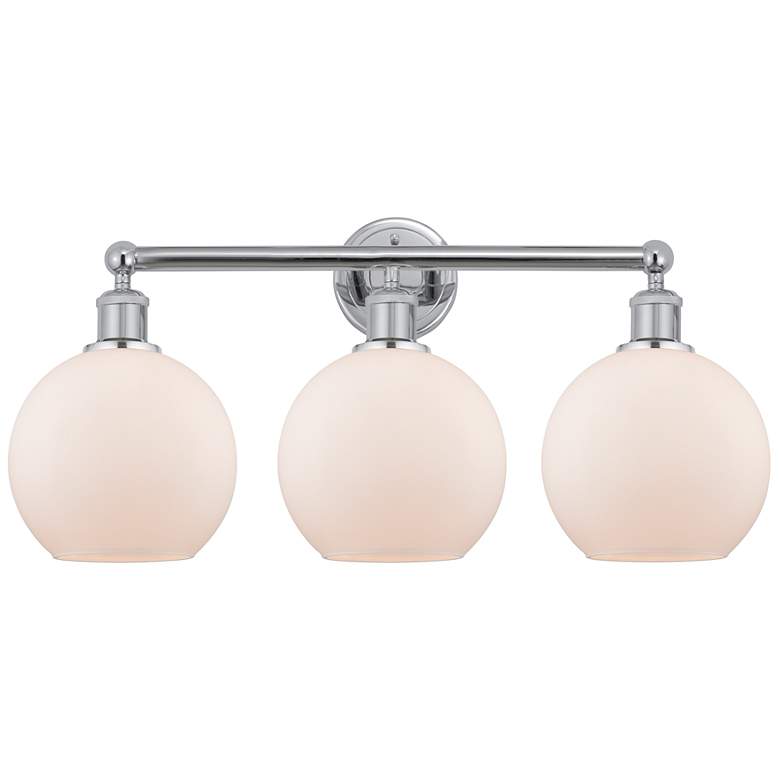 Image 1 Athens 26"W 3 Light Polished Chrome Bath Vanity Light With White Shade