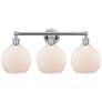 Athens 26"W 3 Light Polished Chrome Bath Vanity Light With White Shade