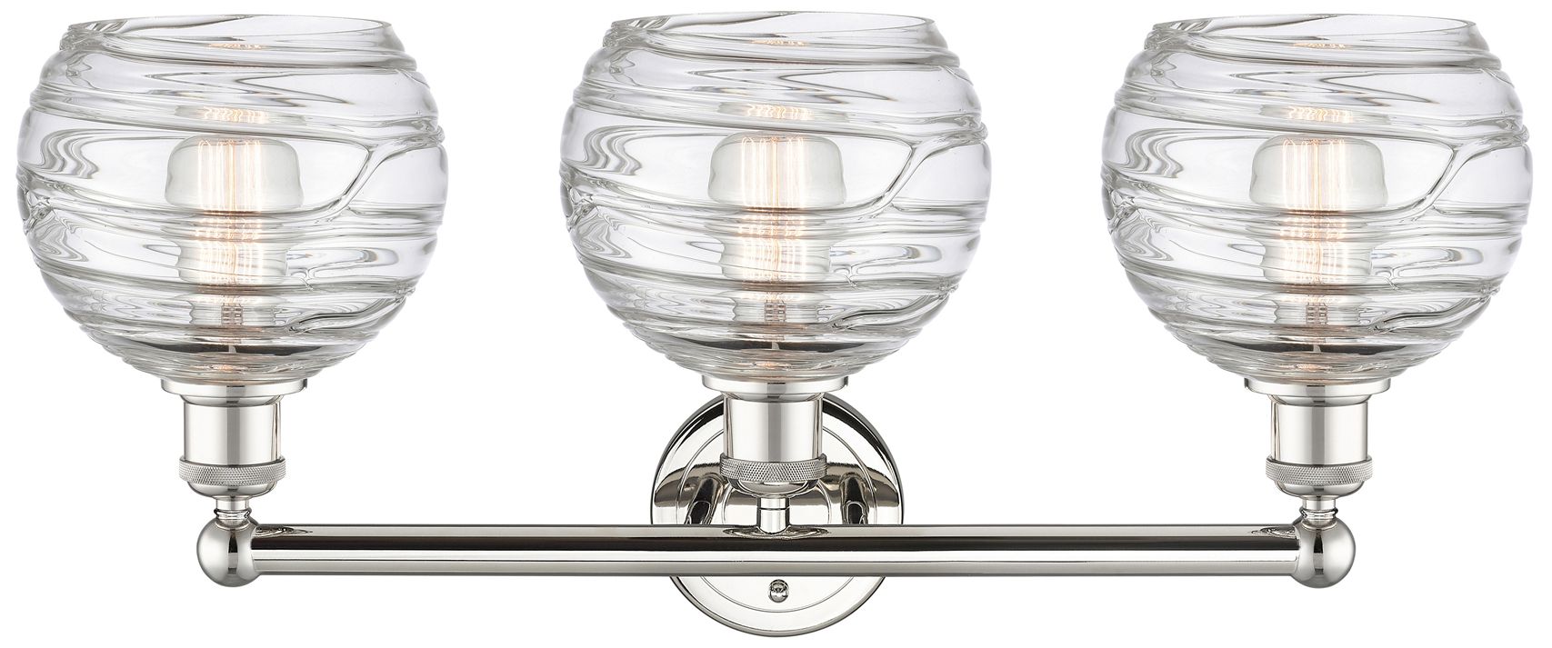 Image 2 Athens 26"W 3 Light Polished Nickel Bath Vanity Light w/ Deco Swirl Sh more views