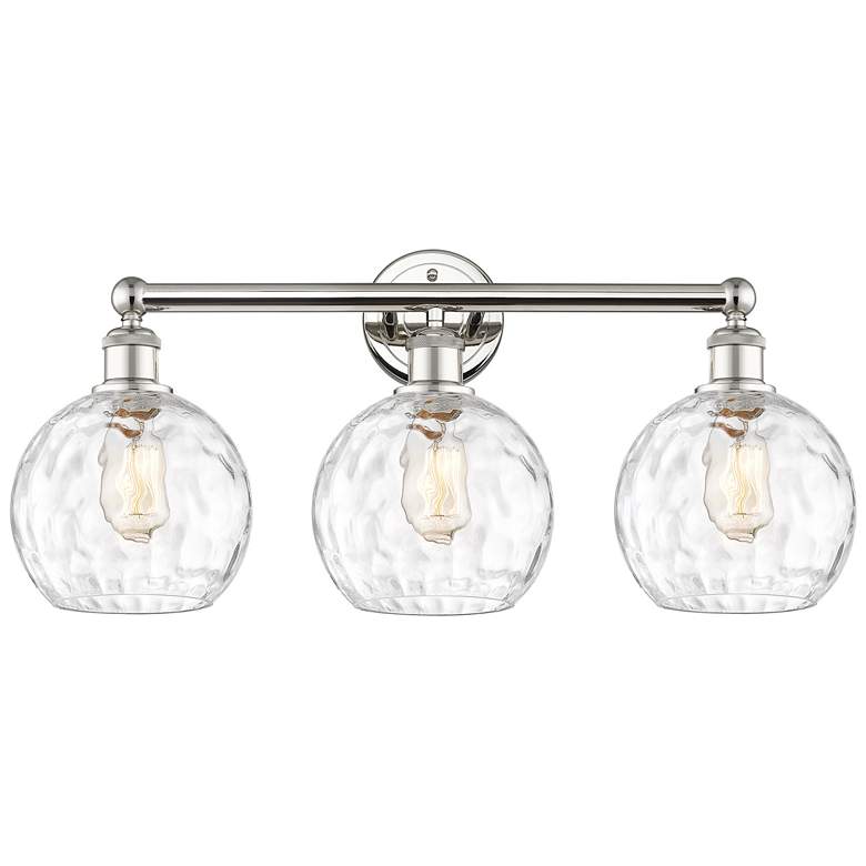 Image 1 Athens 26"W 3 Light Polished Nickel Bath Vanity Light w/ Water Glass S