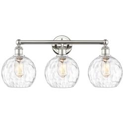 Athens 26"W 3 Light Polished Nickel Bath Vanity Light w/ Water Glass S