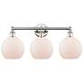 Athens 26"W 3 Light Polished Nickel Bath Vanity Light With White Shade