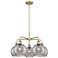 Athens 26"W 5-Light Antique Brass Stem Chandelier w/ Smoke Swirl Shade