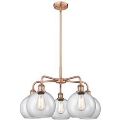 Athens 26&quot;W 5 Light Antique Copper Stem Hung Chandelier With Clear Sha