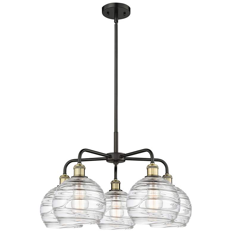 Image 1 Athens 26"W 5 Light Black Brass Stem Hung Chandelier With Deco Swirl S