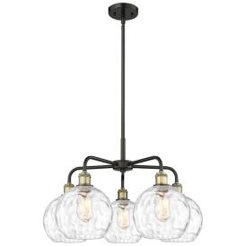Athens 26"W 5 Light Black Brass Stem Hung Chandelier With Water Glass Athens 26"W 5 Light Black Brass Stem Hung Chandelier With Water Glass