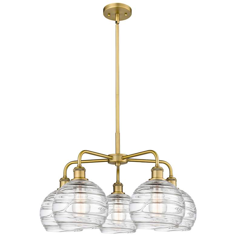 Image 1 Athens 26"W 5 Light Brushed Brass Stem Hung Chandelier w/ Deco Swirl S
