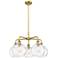 Athens 26"W 5 Light Brushed Brass Stem Hung Chandelier w/ Water Glass