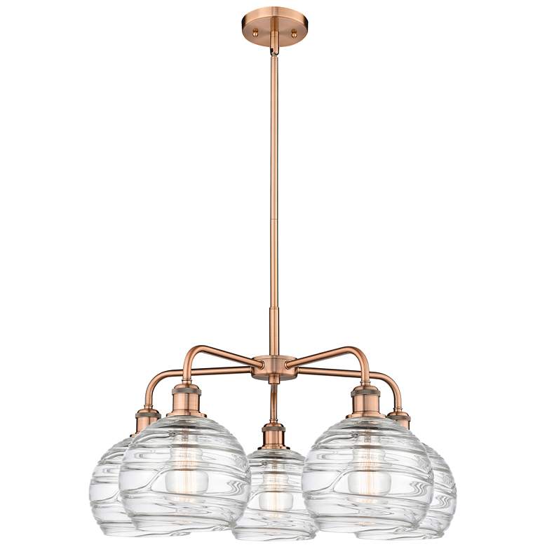 Image 1 Athens 26 inchW 5 Light Copper Stem Hung Chandelier With Deco Swirl Shade