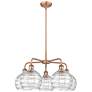 Athens 26"W 5 Light Copper Stem Hung Chandelier With Deco Swirl Shade