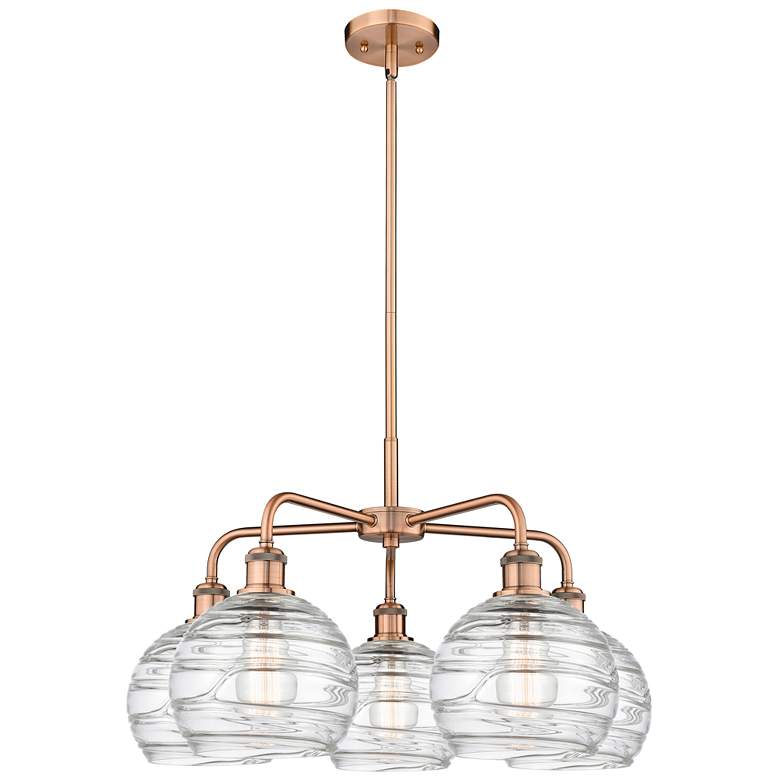 Image 1 Athens 26"W 5 Light Copper Stem Hung Chandelier With Deco Swirl Shade