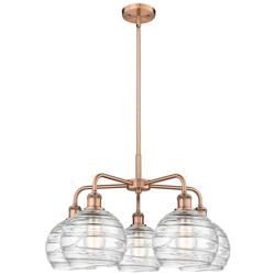 Athens 26&quot;W 5 Light Copper Stem Hung Chandelier With Deco Swirl Shade