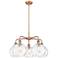 Athens 26"W 5 Light Copper Stem Hung Chandelier With Water Glass Shade