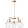 Athens 26"W 5 Light Copper Stem Hung Chandelier With Water Glass Shade