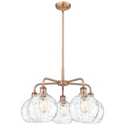 Athens 26&quot;W 5 Light Copper Stem Hung Chandelier With Water Glass Shade