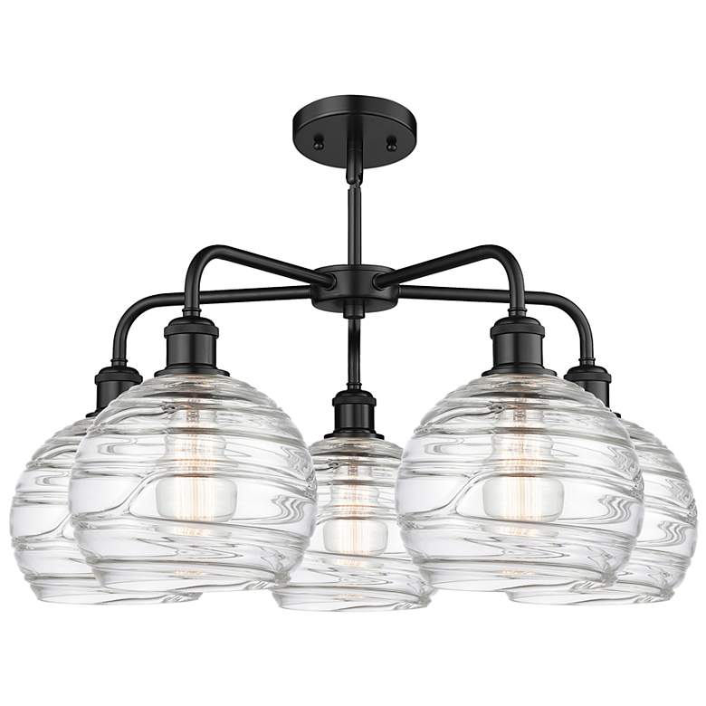 Image 2 Athens 26"W 5 Light Matte Black Stem Hung Chandelier With Deco Swirl S more views