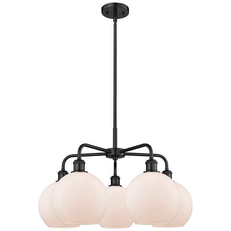 Image 1 Athens 26"W 5 Light Matte Black Stem Hung Chandelier With Matte White