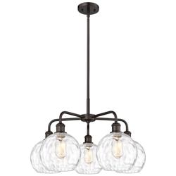 Athens 26&quot;W 5 Light Oil Rubbed Bronze Stem Chandelier w/ Water Glass S
