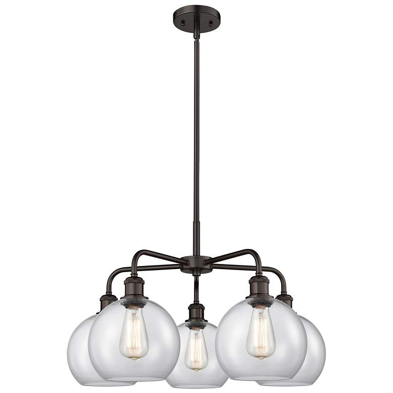 Image 1 Athens 26"W 5 Light Oil Rubbed Bronze Stem Hung Chandelier With Clear 