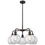 Athens 26"W 5 Light Oil Rubbed Bronze Stem Hung Chandelier With Clear 