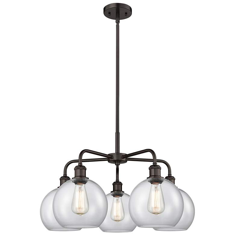 Image 1 Athens 26"W 5 Light Oil Rubbed Bronze Stem Hung Chandelier With Clear