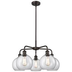 Athens 26&quot;W 5 Light Oil Rubbed Bronze Stem Hung Chandelier With Clear