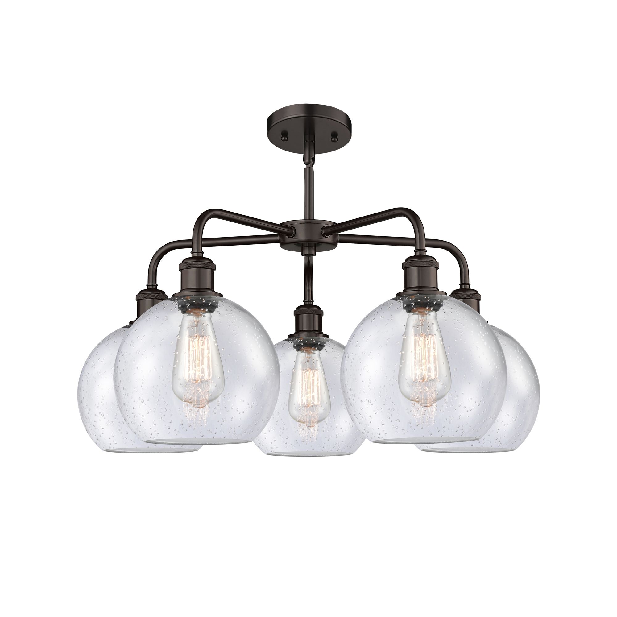 Image 2 Athens 26"W 5 Light Oil Rubbed Bronze Stem Hung Chandelier With Seedy  more views