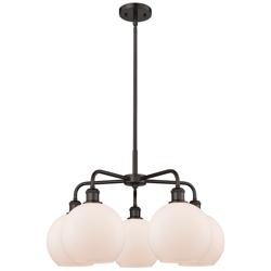 Athens 26&quot;W 5 Light Oil Rubbed Bronze Stem Hung Chandelier With White