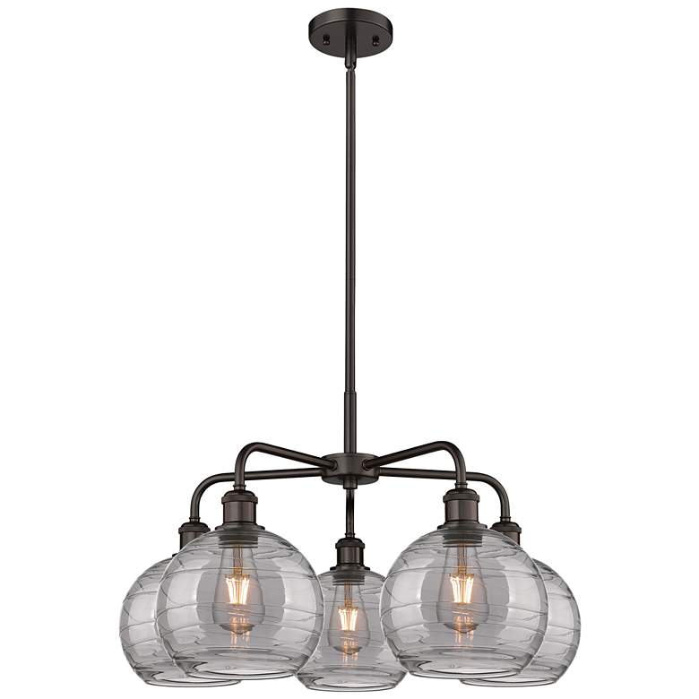 Image 1 Athens 26"W 5-Light Oiled Bronze Stem Chandelier w/ Smoke Swirl Shade