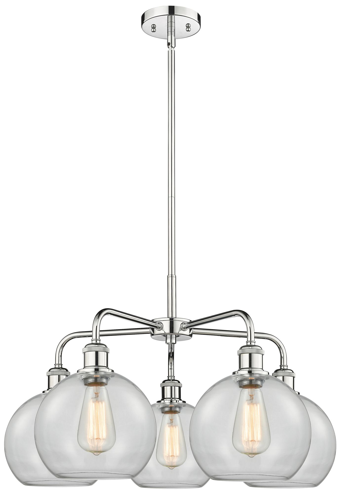 Athens 26"W 5 Light Polished Chrome Stem Hung Chandelier With Clear Sh