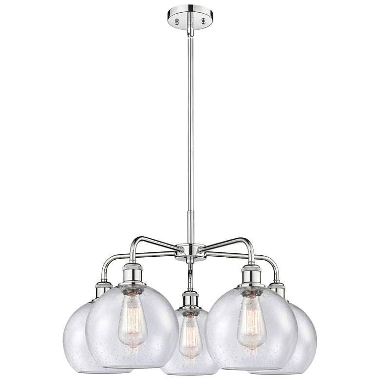 Image 1 Athens 26 inchW 5 Light Polished Chrome Stem Hung Chandelier With Seedy Sh