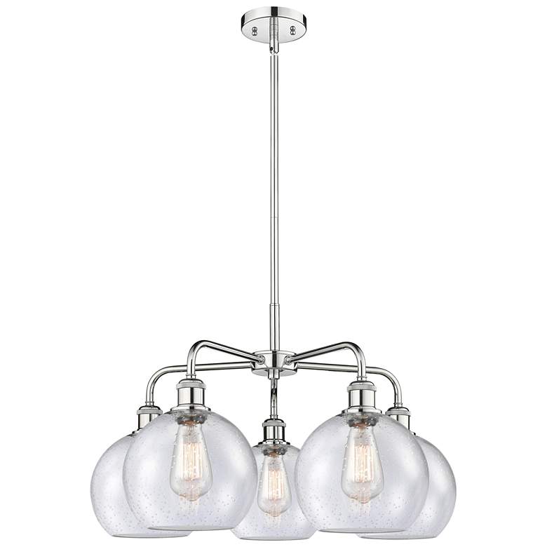 Image 1 Athens 26"W 5 Light Polished Chrome Stem Hung Chandelier With Seedy Sh