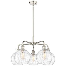 Athens 26"W 5 Light Polished Nickel Stem Chandelier w/ Water Glass Sha Athens 26"W 5 Light Polished Nickel Stem Chandelier w/ Water Glass Sha