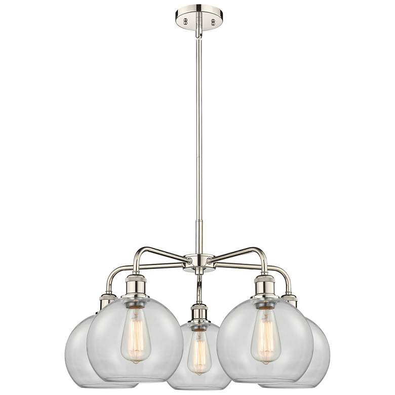 Image 1 Athens 26"W 5 Light Polished Nickel Stem Hung Chandelier With Clear Sh