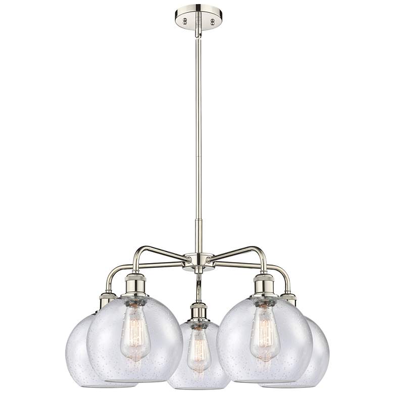 Image 1 Athens 26"W 5 Light Polished Nickel Stem Hung Chandelier With Seedy Sh