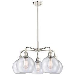 Athens 26&quot;W 5 Light Polished Nickel Stem Hung Chandelier With Seedy Sh