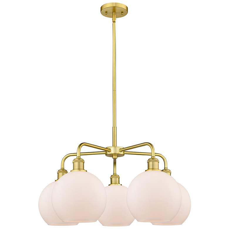 Image 1 Athens 26"W 5 Light Satin Gold Stem Hung Chandelier With Matte White S