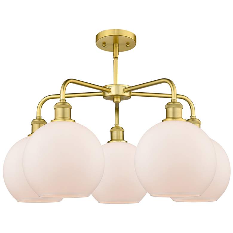 Image 2 Athens 26"W 5 Light Satin Gold Stem Hung Chandelier With Matte White S more views