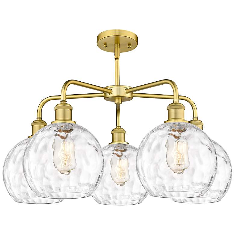 Image 3 Athens 26 inchW 5 Light Satin Gold Stem Hung Chandelier With Water Glass S more views