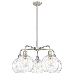 Athens 26&quot;W 5 Light Satin Nickel Stem Hung Chandelier w/ Water Glass S