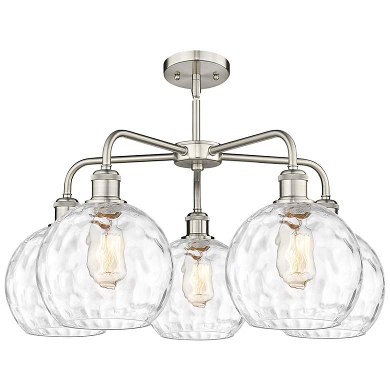 Image 2 Athens 26"W 5 Light Satin Nickel Stem Hung Chandelier w/ Water Glass S more views